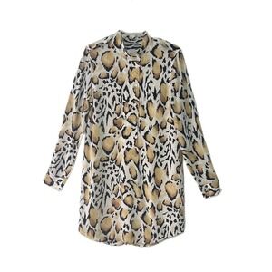 Equipment Femme Dress Medium 100% Silk Leopard print Shirt Dress Lined